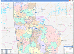 Fayetteville-Springdale-Rogers Metro Area Wall Map Color Cast Style 2026